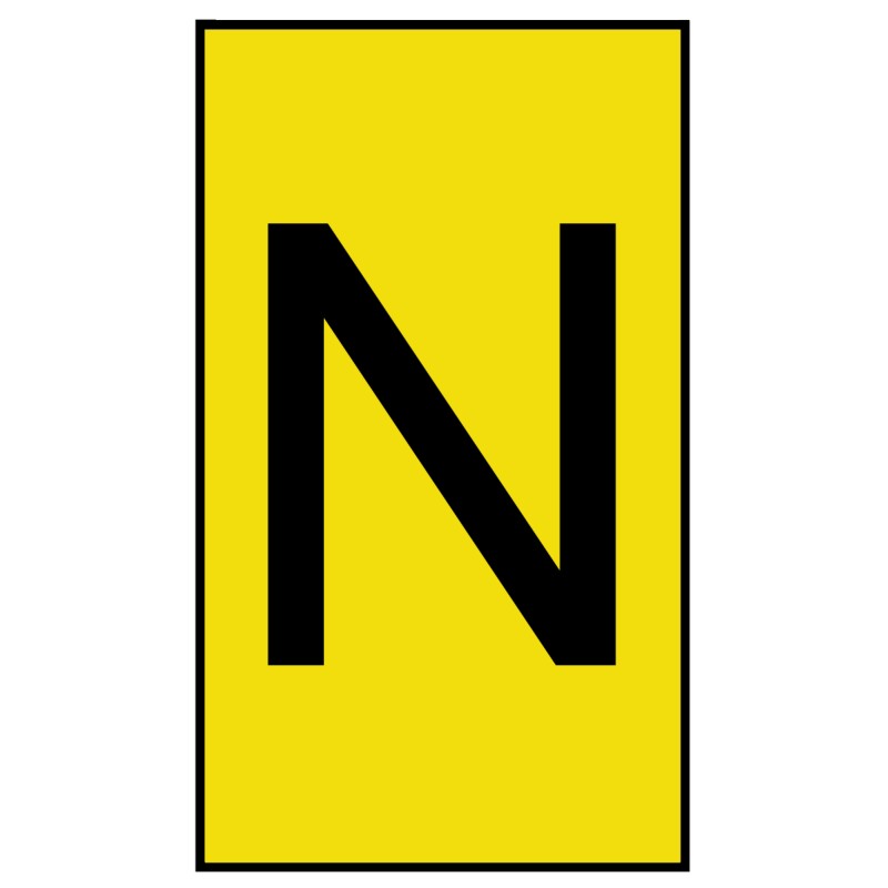 1 Bag of 500 - HellermannTyton Ovalgrip Slide On Cable Markers, Black on Yellow, Pre-printed 'N', 2.5 - 6mm Cable