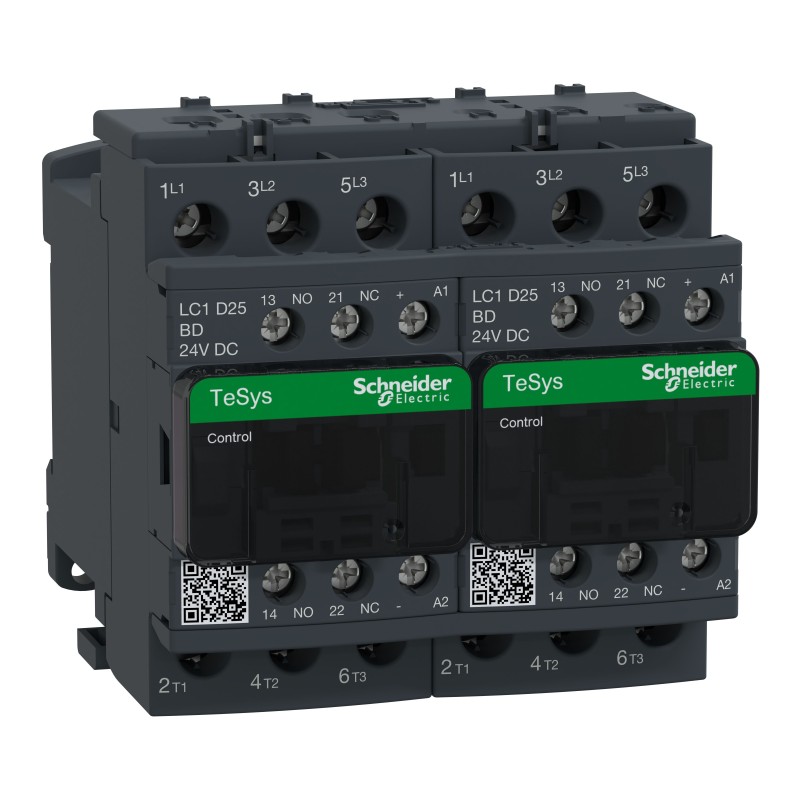 1 pcs - Schneider Electric LC2D Series Contactor, 24 V dc Coil, 3-Pole, 25 A, 11 kW, 3NO, 690 V ac