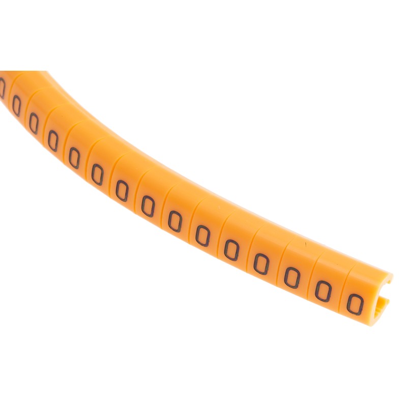 1 Reel of 100 - RS PRO Snap On Cable Markers, Black on Orange, Pre-printed '0', 4 - 5mm Cable