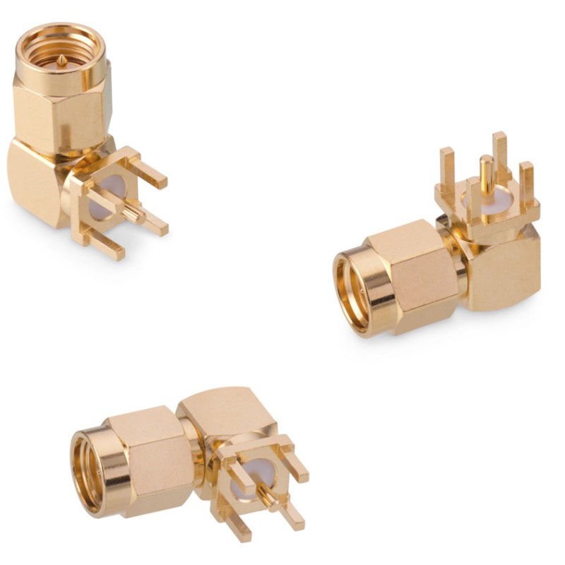 60 pcs - Wurth Elektronik WR-SMA Series, Plug PCB Mount SMA Connector, Solder Termination, Right Angle Body