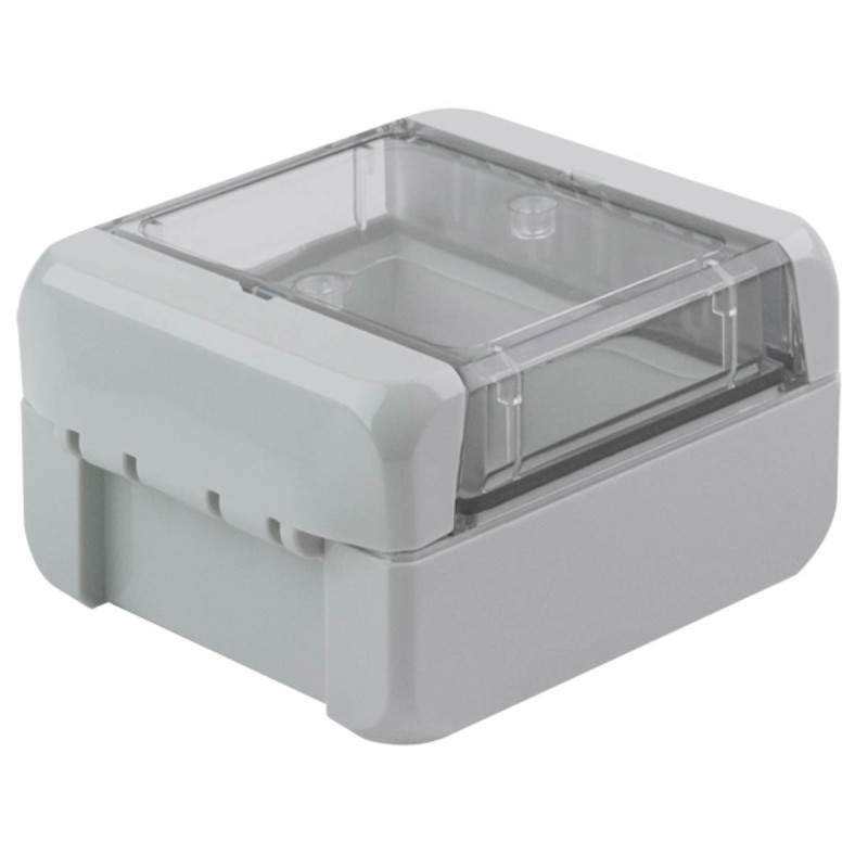1 pcs - Bopla Bocube Series Light Grey Polycarbonate V0 Enclosure, IP66, IP68, IK07, Transparent Lid, 89 x 80 x 47mm