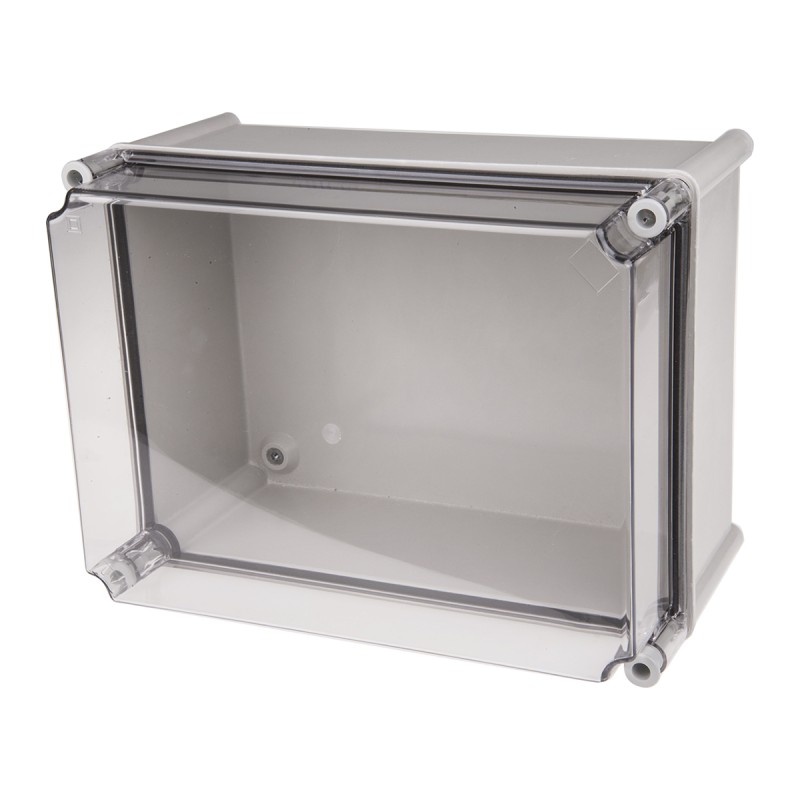 1 pcs - CAHORS GRP Combiester Series Grey Fibreglass Enclosure, IP66, Transparent Lid, 360 x 270 x 201mm
