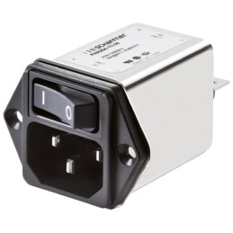 1 pcs - Schaffner 10A, 250 V ac Flange Mount IEC Inlet Filter FN9264-10-06, Faston