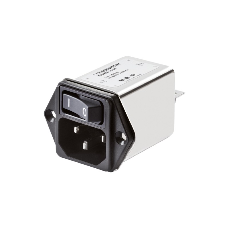 1 pcs - Schaffner 10A, 250 V ac Flange Mount IEC Inlet Filter FN9264-10-06, Faston