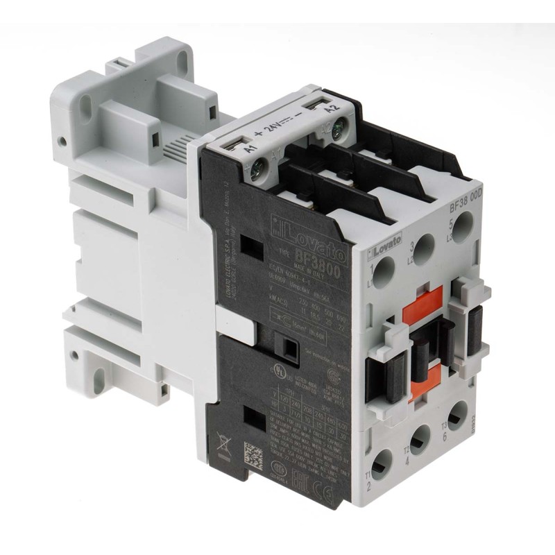 1 pcs - Lovato BF Series Contactor, 24 V dc Coil, 3-Pole, 38 A, 18.5 kW, 3NO, 440 V ac