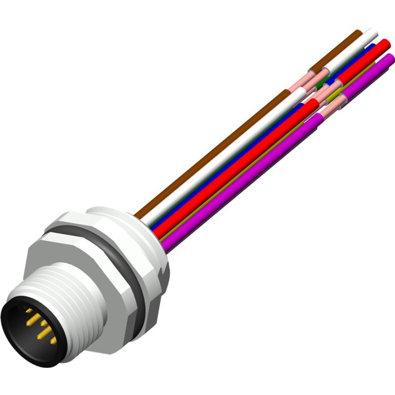 1 pcs - RS PRO Circular Connector, 8 Contacts, Panel Mount, M12 Connector, Plug, Male, IP67