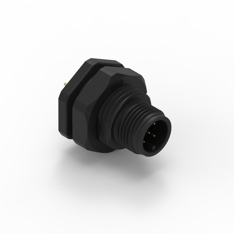 1 pcs - Wurth Elektronik Circular Connector, 5 Contacts, Panel Mount, M12 Connector, Plug, Male, IP68, WR-CIRC Series