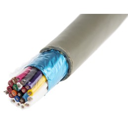 1 Reel of 50 M - Alpha Wire Multicore Data Cable, 0.23 mm², 20 Cores, 24 AWG, Screened, 100m, Grey Sheath