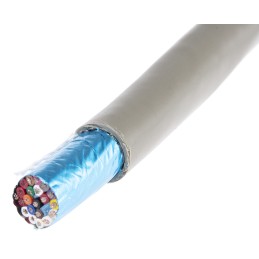 1 Reel of 50 M - Alpha Wire Multicore Data Cable, 0.23 mm², 20 Cores, 24 AWG, Screened, 100m, Grey Sheath