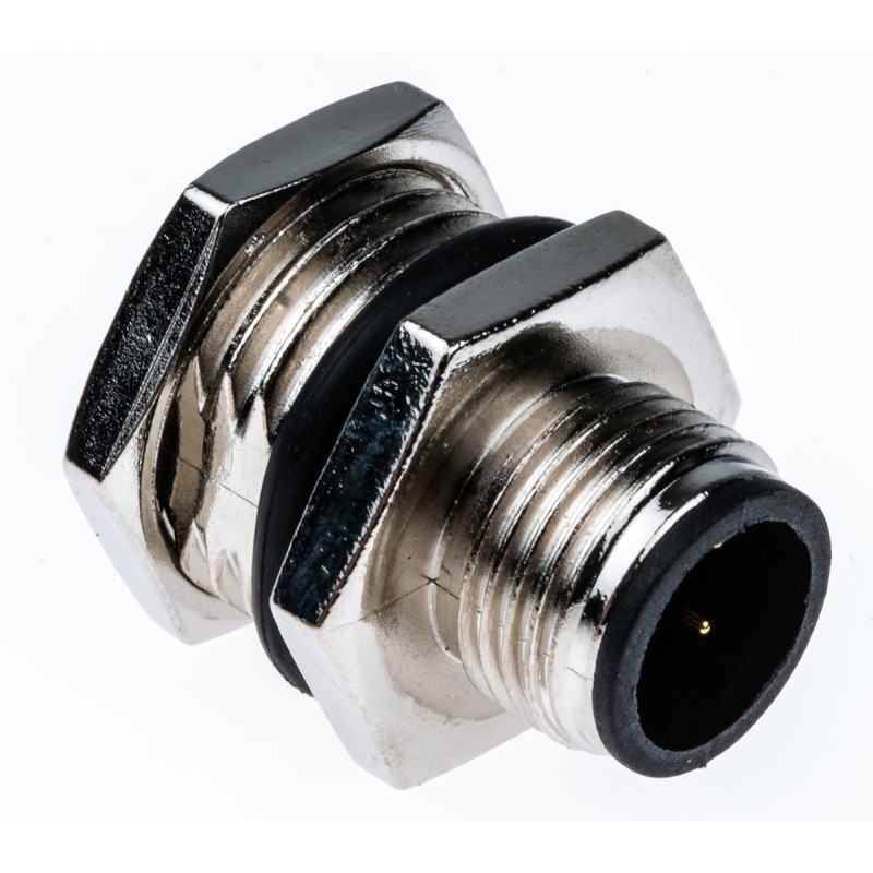 1 pcs - TE Connectivity Circular Connector, 4 Contacts, Panel Mount, M12 Connector, Plug, Male, IP67, M12 Series