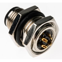 1 pcs - TE Connectivity Circular Connector, 4 Contacts, Panel Mount, M12 Connector, Plug, Male, IP67, M12 Series