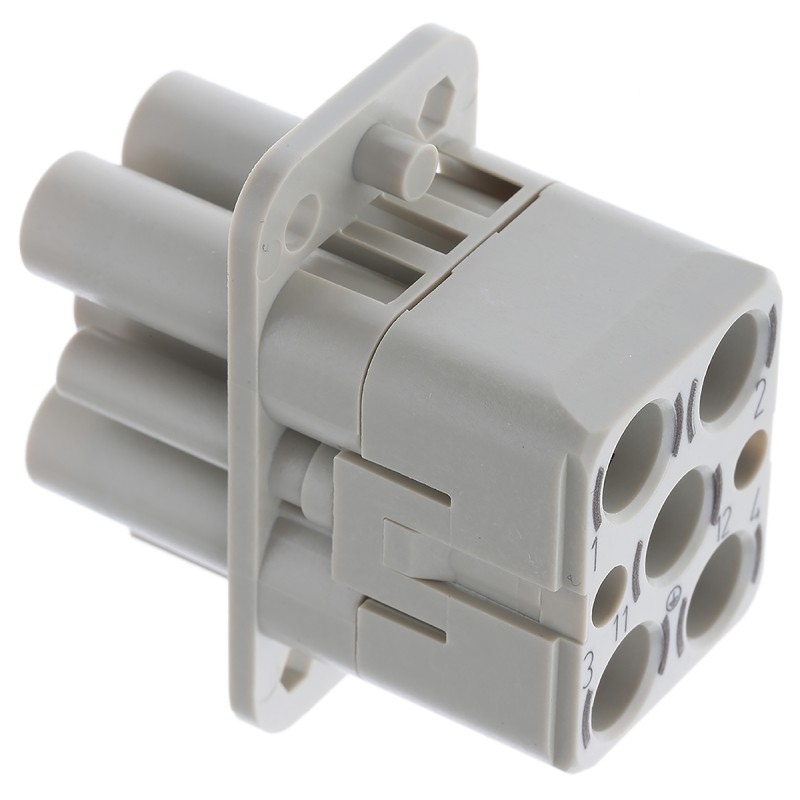 10 pcs - HARTING Heavy Duty Power Connector Insert, 40A, Female, Han Q Series, 7 Contacts