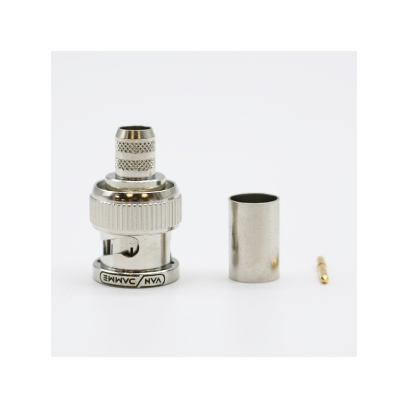 1 pcs - Van Damme Cable Mount BNC Connector, Crimp Termination, Straight Body