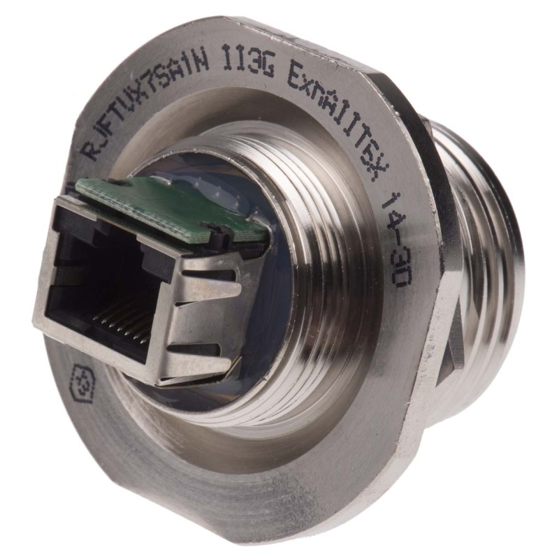 1 pcs - Amphenol Socapex RJFTVX Series Female RJ45 Connector, Jam Nut, Cat5e