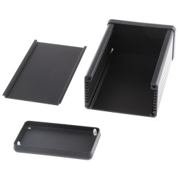 1 pcs - Hammond 1455 Series Black Aluminium Enclosure, IP54, Black Lid, 120 x 78 x 43mm