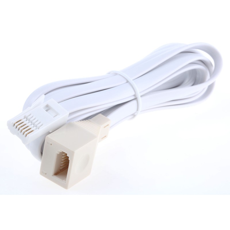 1 pcs - RS PRO Male BT to Female BT Telephone Extension Cable, White Sheath, 3m