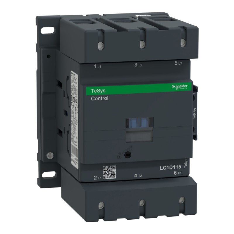 1 pcs - Schneider Electric LC1D Series Contactor, 110 V ac Coil, 3-Pole, 115 A, 55 kW, 3NO, 1 kV ac