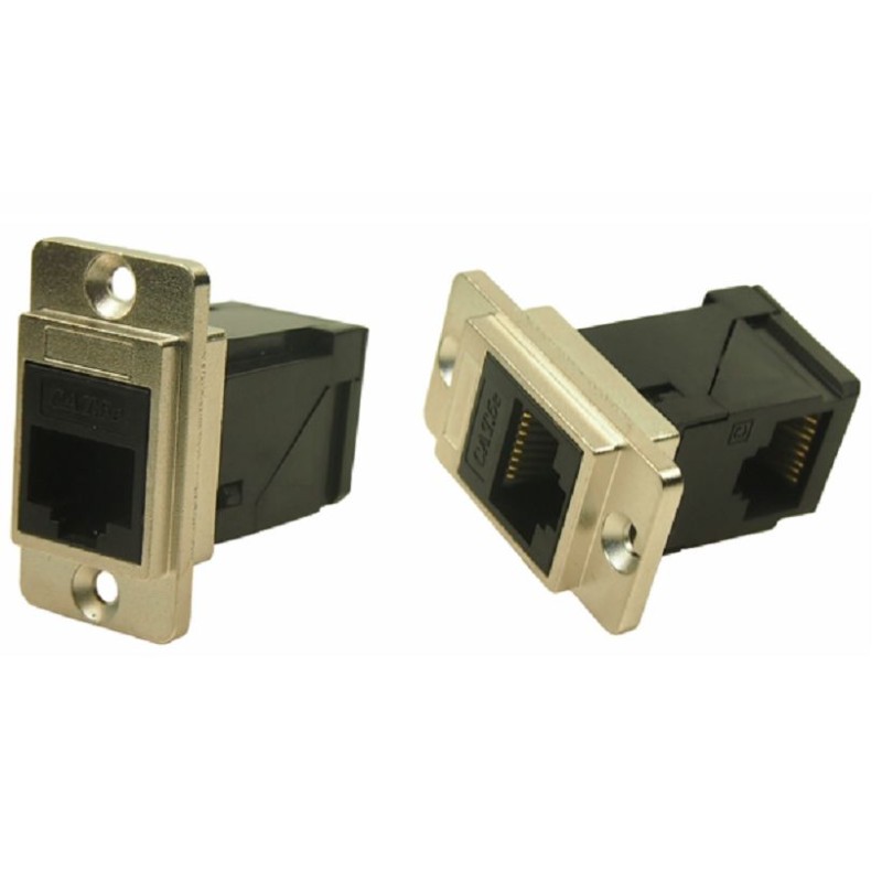 1 pcs - RS PRO Single-Port RJ45 Female Feedthrough Ethernet Connector, Cat5e, Unshielded