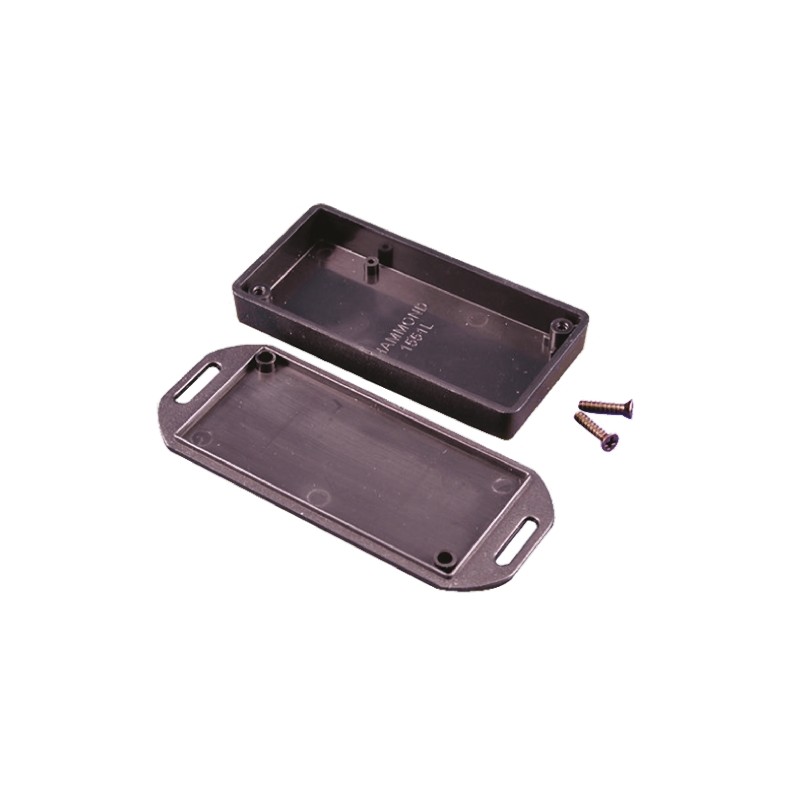 1 pcs - Hammond 1551 Series Black ABS Enclosure, IP54, Flanged, Black Lid, 80 x 40 x 15mm