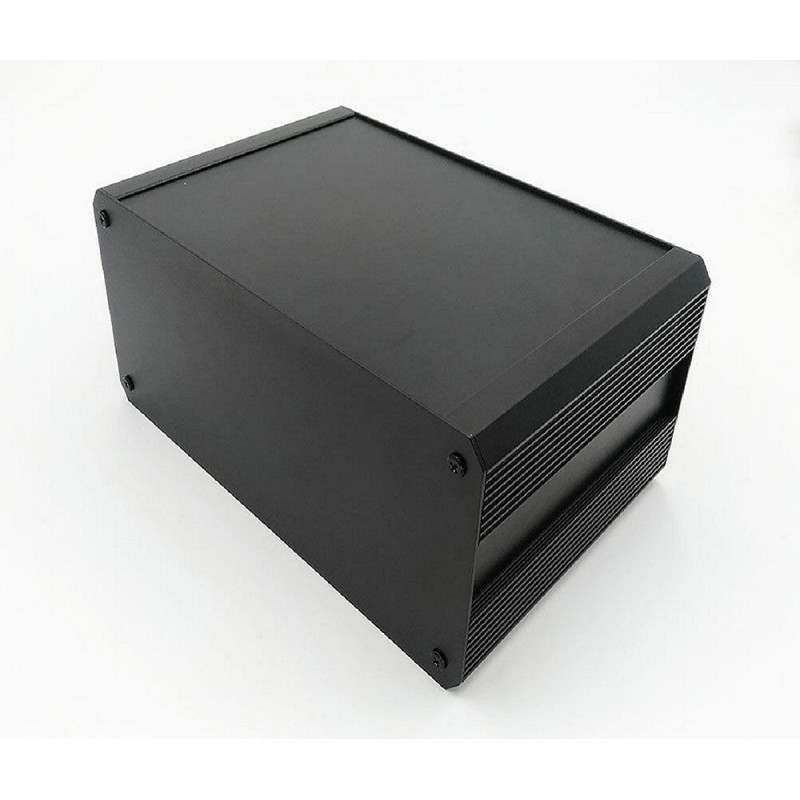 1 pcs - RS PRO Black Extruded Aluminium Heat Sink Case, IP40, Black Lid, 400 x 300 x 264mm