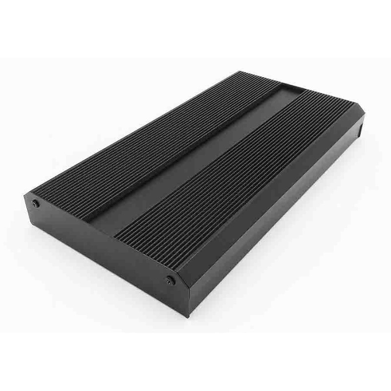 1 pcs - RS PRO Black Extruded Aluminium Heat Sink Case, IP40, Black Lid, 299 x 175 x 50mm