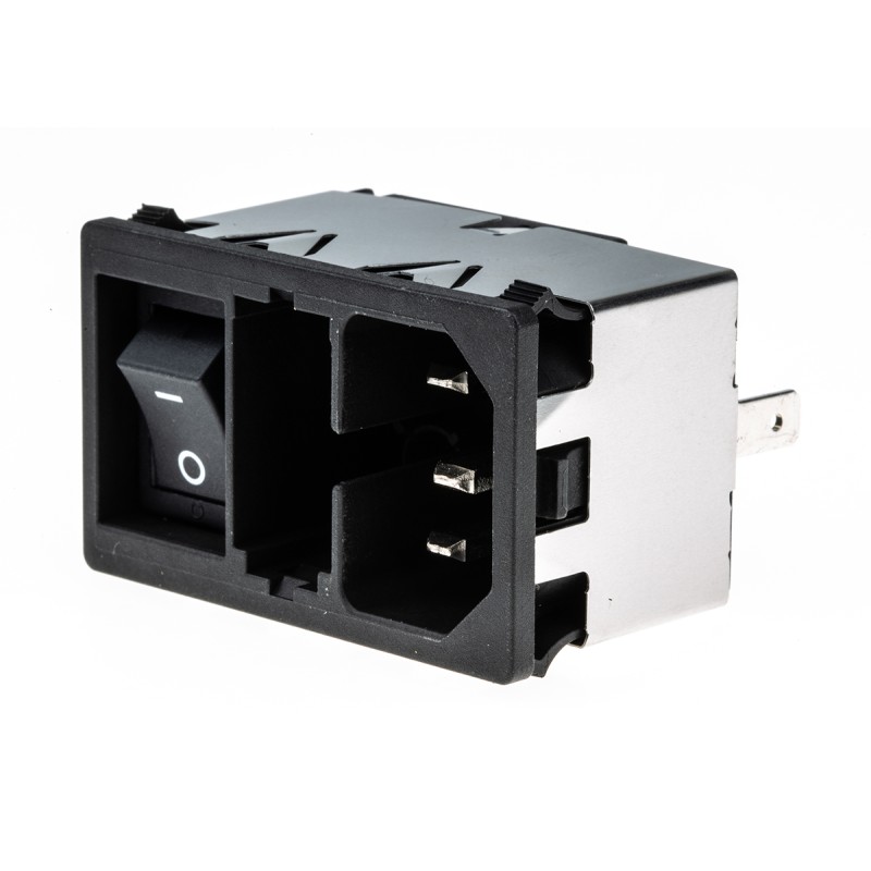 1 pcs - Schurter C14 Snap-In IEC Connector Male, 10A, 250 V