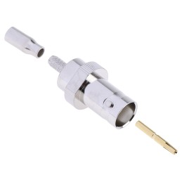 1 pcs - RS PRO, jack Cable Mount BNC Connector, 50Ω, Crimp Termination, Straight Body