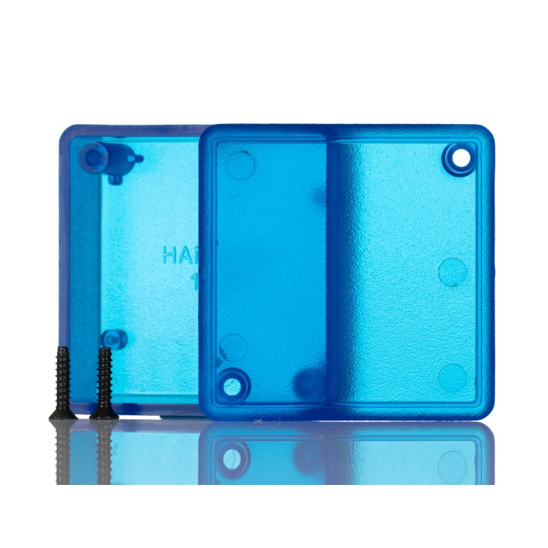 1 pcs - Hammond 1551 Series Translucent Blue ABS Enclosure, IP54, Flanged, Translucent Blue Lid, 50 x 50 x 20mm