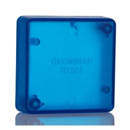1 pcs - Hammond 1551 Series Translucent Blue ABS Enclosure, IP54, Flanged, Translucent Blue Lid, 50 x 50 x 20mm
