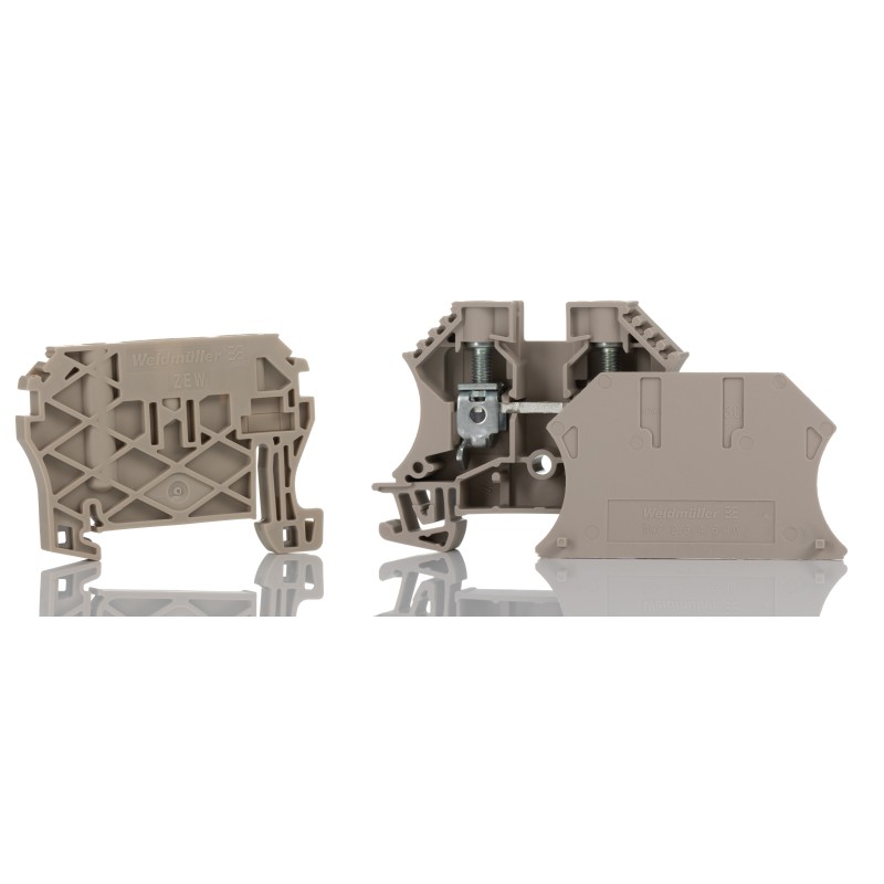 1 pcs - Weidmuller WDU Series Dark Beige DIN Rail Terminal Block, 10mm², 1-Level, Screw Termination, ATEX