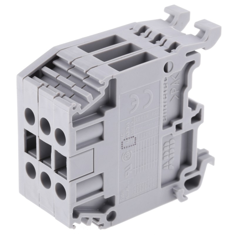 1 pcs - Entrelec Distribution Block, 3 Way, 4mm², 32A, 800 V, Grey