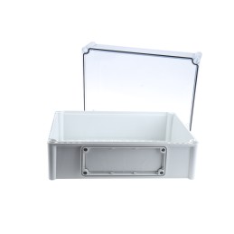 1 pcs - Fibox EK Series Grey Polycarbonate Enclosure, IP66, IP67, Flanged, Transparent Lid, 380 x 280 x 180mm