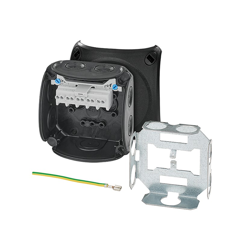 1 pcs - HENSEL DK Series Black Polypropylene Terminal Box, IP66, 5 Terminals, 62 x 93 x 93mm