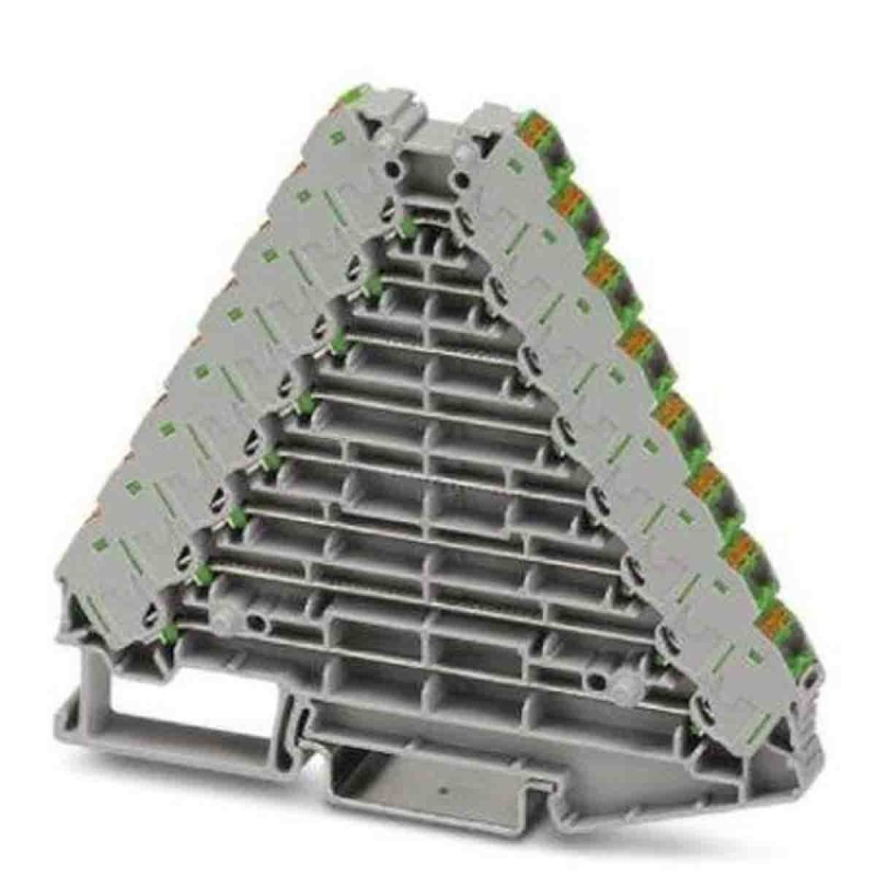 10 pcs - Phoenix Contact PTRV Series Grey Non-Fused DIN Rail Terminal, 0.14 - 2.5mm², Push In Termination