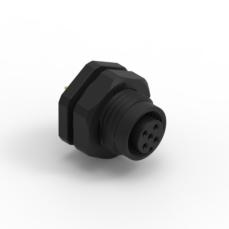 1 pcs - Wurth Elektronik Circular Connector, 5 Contacts, Panel Mount, M12 Connector, Socket, Female, IP68, WR-CIRC Series