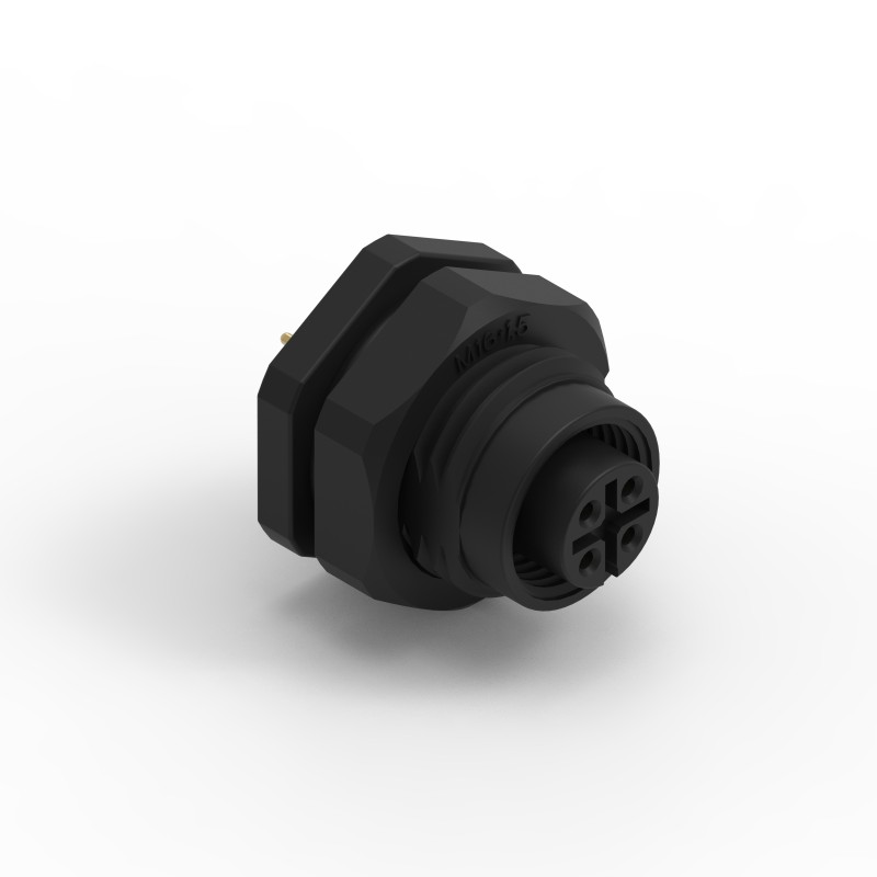 1 pcs - Wurth Elektronik Circular Connector, 4 Contacts, Panel Mount, M12 Connector, Socket, Female, IP68, WR-CIRC Series