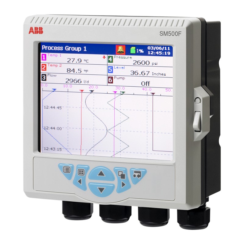 1 pcs - ABB SM503FCB, 3 Input Channels, 4 Output Channels, Videographic Chart Recorder Measures Current, Resistance,