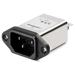 1 pcs - Schaffner 15A, 250 V ac Male Flange Mount IEC Inlet Filter FN9222R-15-06, Faston