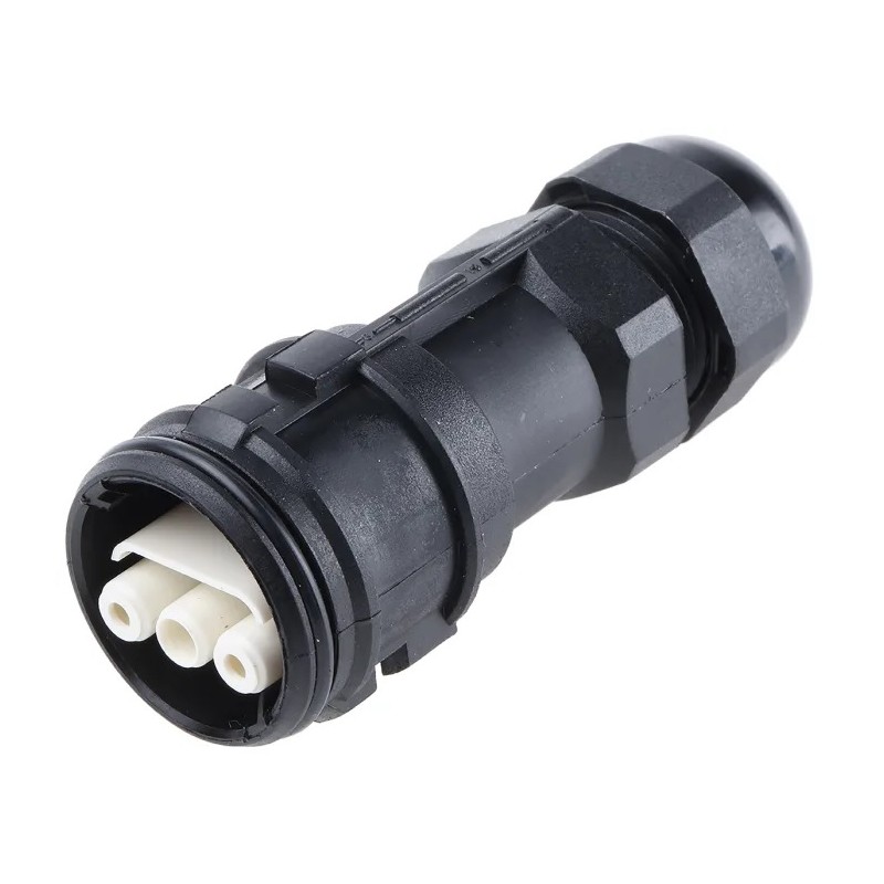 1 pcs - 3 Pole IP68 Rating Cable Mount Female Mains Inline Connector Rated At 16A