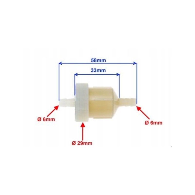 Unscrewed fuel filter with mesh
