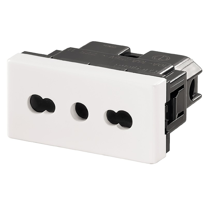 1 pcs - Weidmuller White 1 Gang Plug Socket, 2+E Poles, 16A, Type L - Italian, Outdoor Use