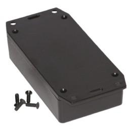 1 pcs - Hammond 1591 Series Black Flame Retardant ABS Enclosure, IP54, Flanged, Black Lid, 112 x 64 x 28mm