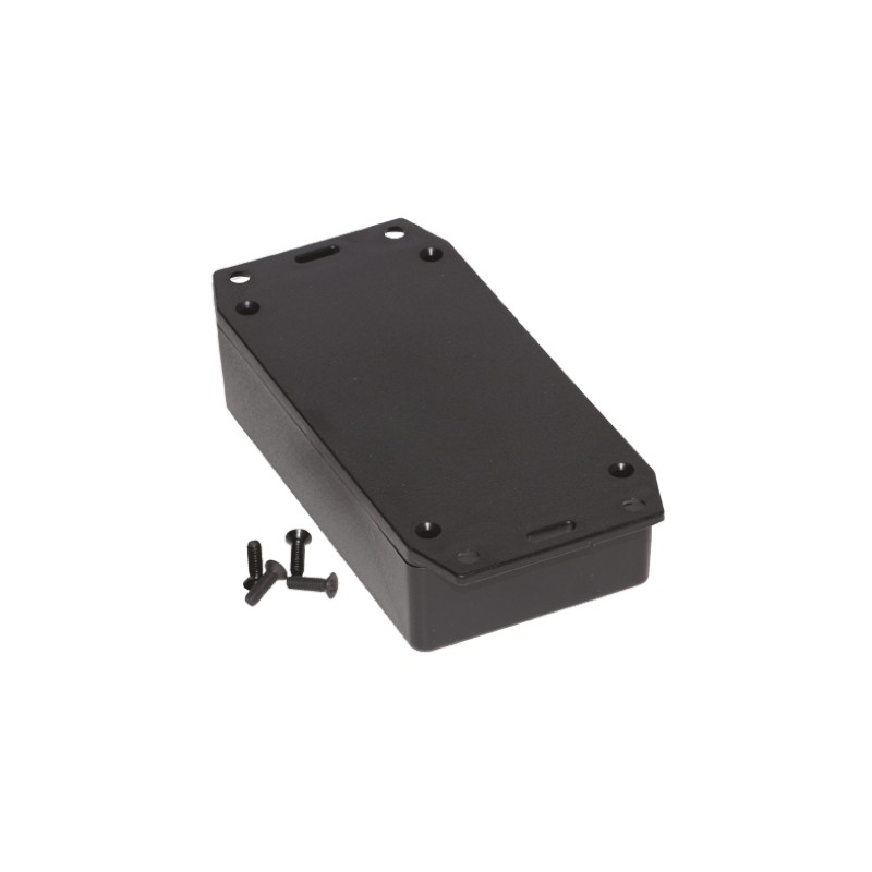 1 pcs - Hammond 1591 Series Black Flame Retardant ABS Enclosure, IP54, Flanged, Black Lid, 112 x 64 x 28mm