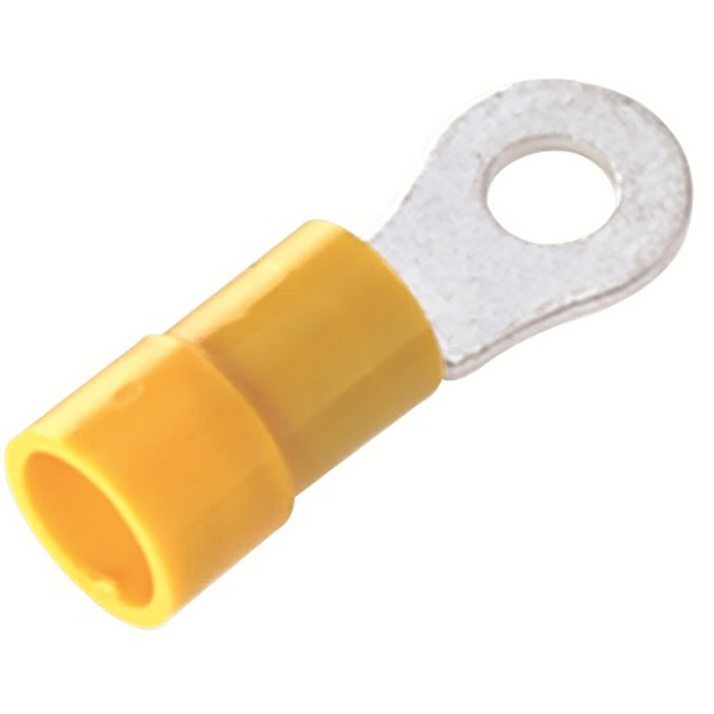 100 pcs - RS PRO Insulated Ring Terminal, 5.3mm Stud Size, 2.5mm² to 6mm² Wire Size, Yellow