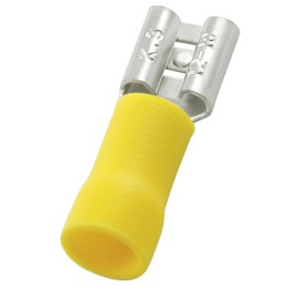 100 pcs - RS PRO Yellow Insulated Female Spade Connector, Receptacle, 0.8 x 6.35mm Tab Size, 4mm² to 6mm²