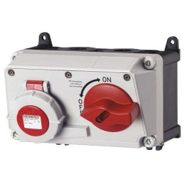 1 pcs - MENNEKES Right Angle Switchable IP67 Industrial Interlock Socket 3PN+E, Earthing Position 6h, 32A, 400 V