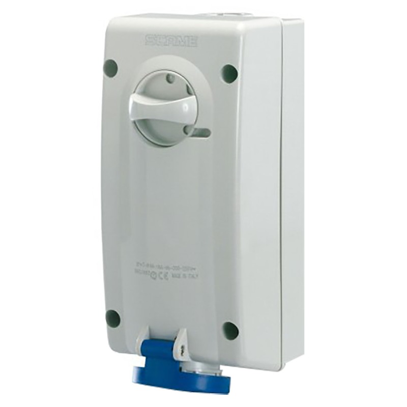 1 pcs - Scame Switchable IP44 Industrial Interlock Socket 2P+E, Earthing Position 6h, 16A, 250 V