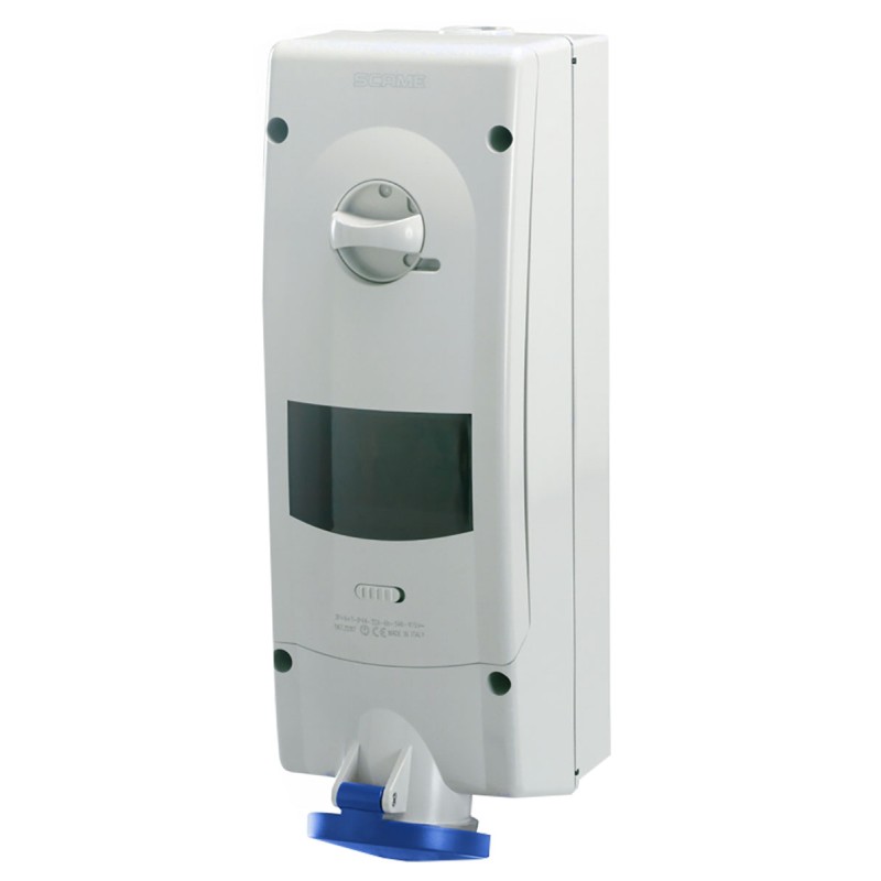 1 pcs - Scame Switchable IP44 Industrial Interlock Socket 2P+E, Earthing Position 6h, 32A, 230 V