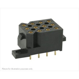 1 pcs - Souriau SMS Series Straight PCB Mount PCB Socket, 12-Contact, 4-Row, 5.08mm Pitch, Solder Termination