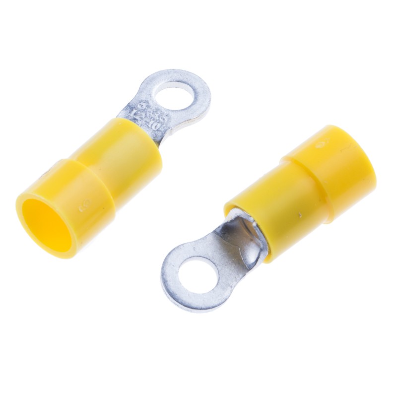 100 pcs - RS PRO Insulated Ring Terminal, M3.5 Stud Size, 4mm² to 6mm² Wire Size, Yellow